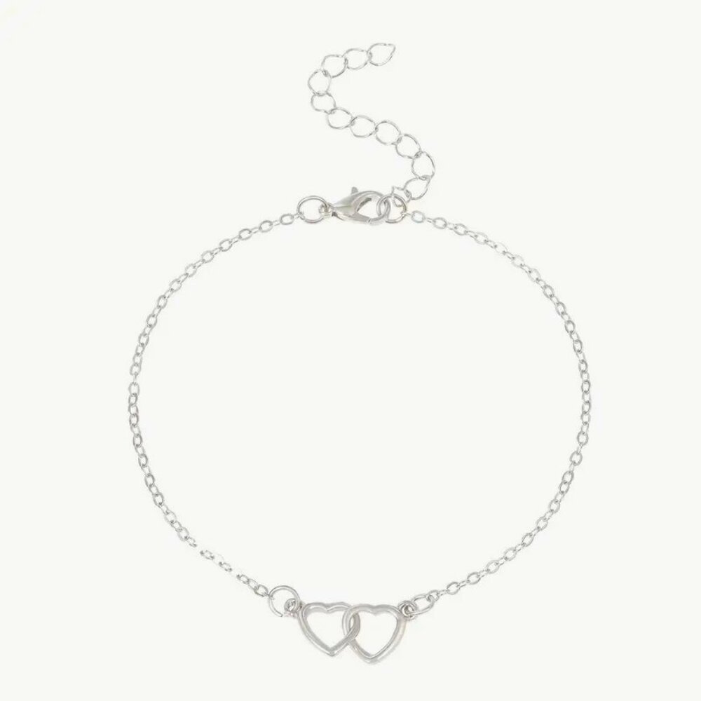 Heart Bracelet Delicate Double Silver Chain Beach Vacation Trendy Stylish Fun